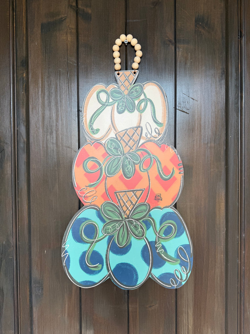 Blue Pumpkin Stack Door Hanger