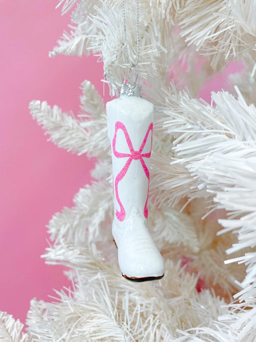 Pink Bow Cowboy Boot Ornament