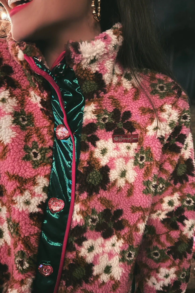 Pink Floral Fleece Jacket