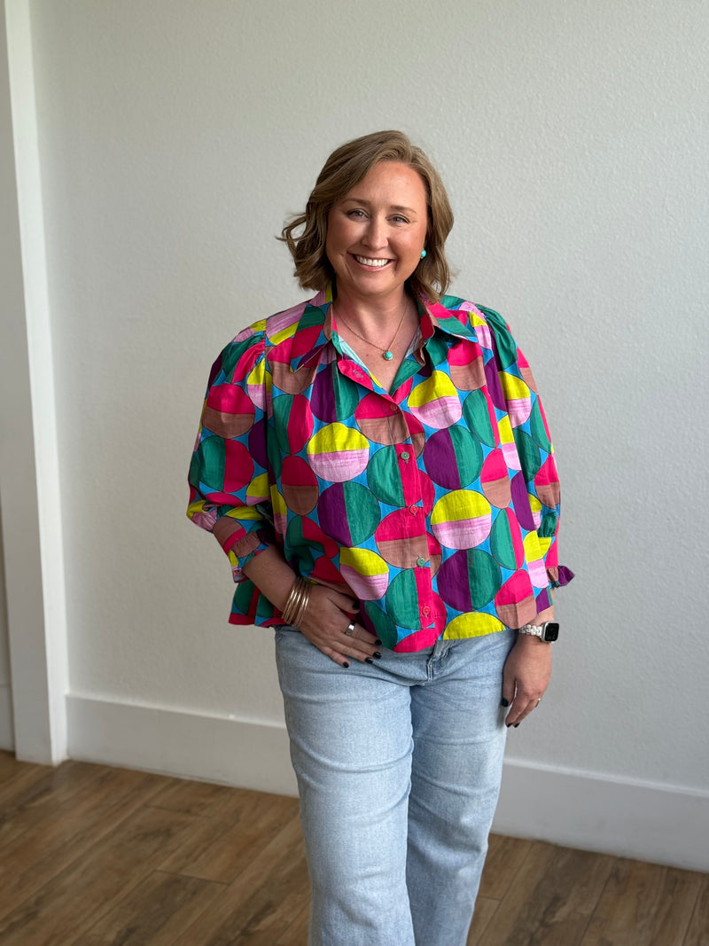 Modern Pop Ruffle Puff Sleeve Top