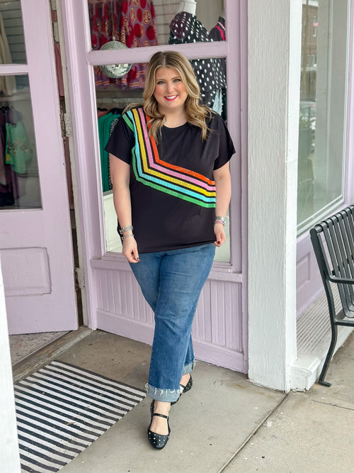 Rainbow Diagonal Stripe Tee