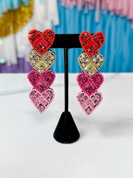 Pretty Little Heart Earrings - Red
