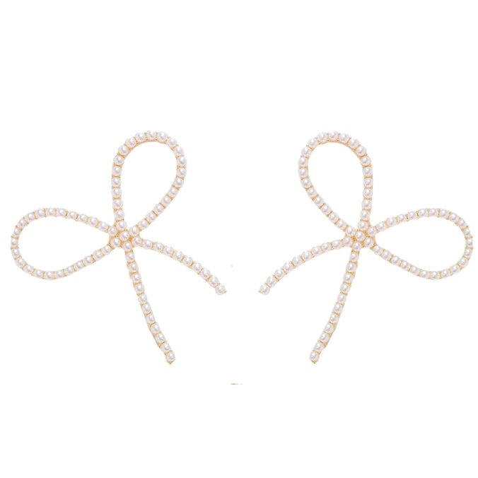 Pearl Statement Bow Earrings