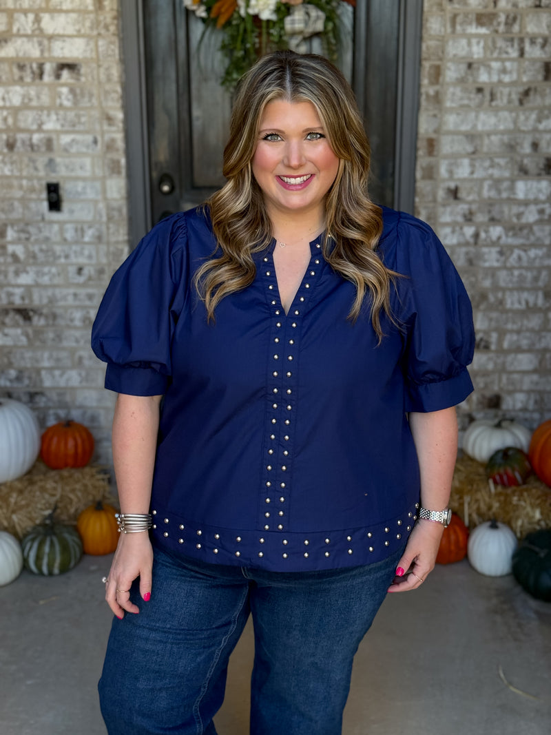 Simple Stud Top - Navy