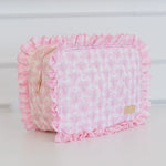 Ruffled Nylon XL Pouch - Pink Floral