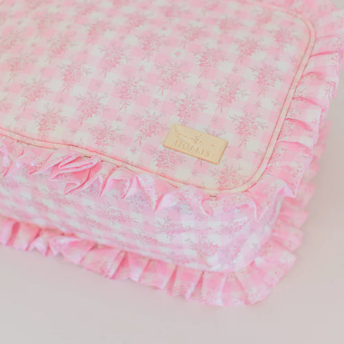 Ruffled Nylon XL Pouch - Pink Floral