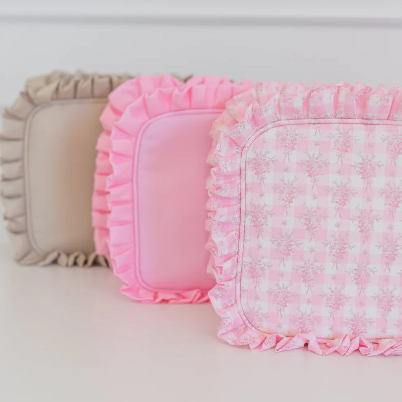 Ruffled Nylon XL Pouch - Pink Floral