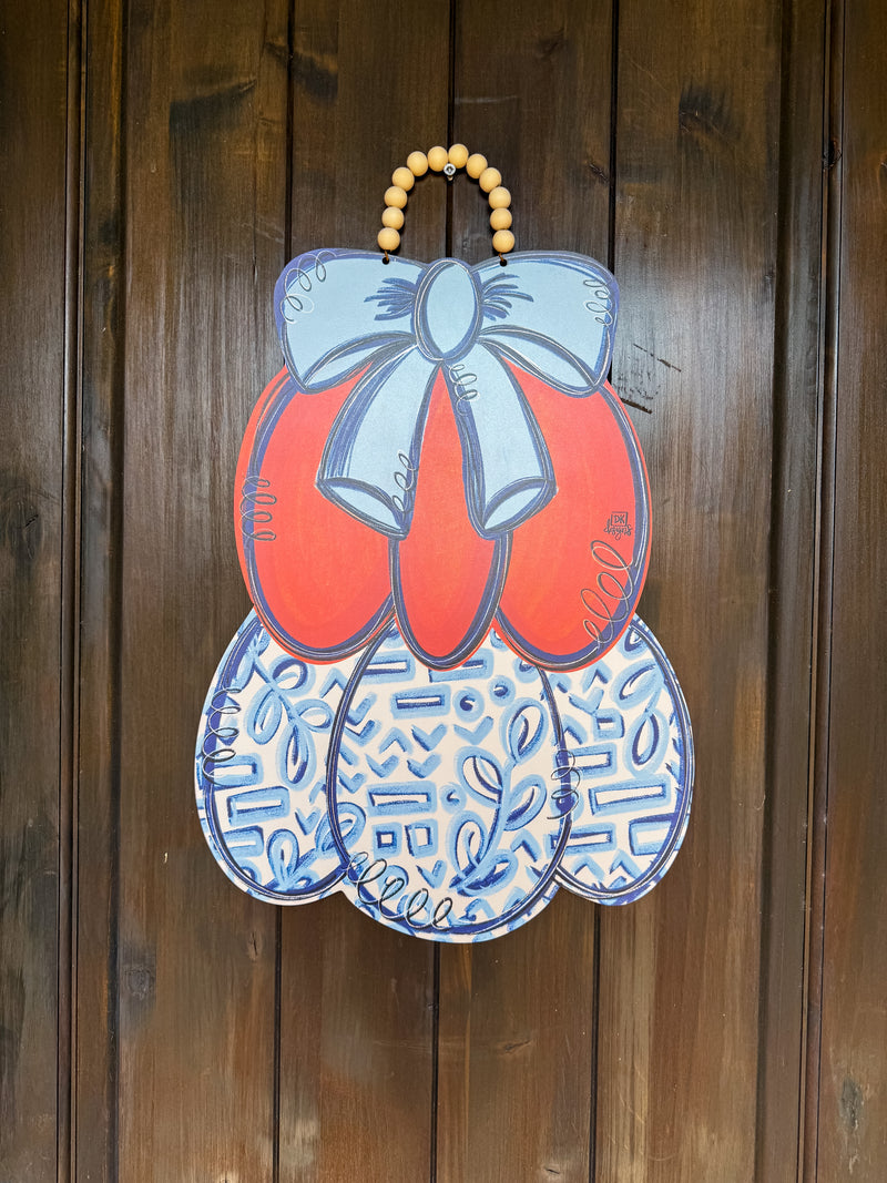 Chinoiserie Pumpkin Door Hanger