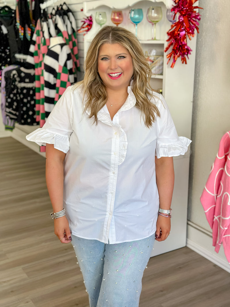 White Ruffle Top