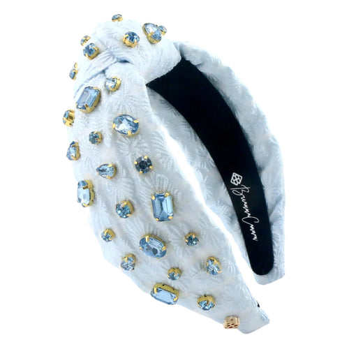 Light Blue Textured Headband with Crystals