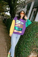 Colorblock Mardi Gras Foil Sweatshirt