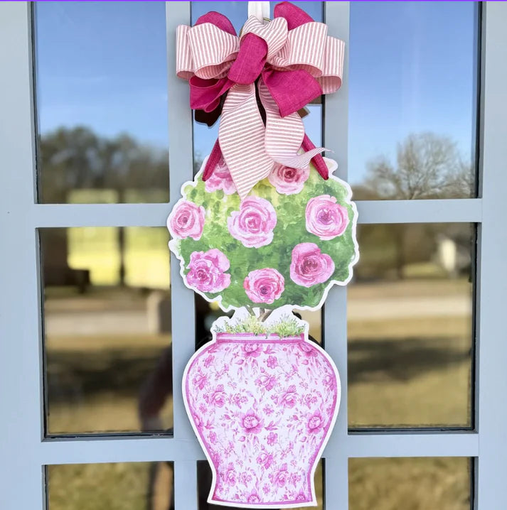 Rosy Topiary Door Hanger