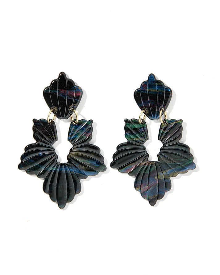 Michelle Statement Earrings - Black Iridescent