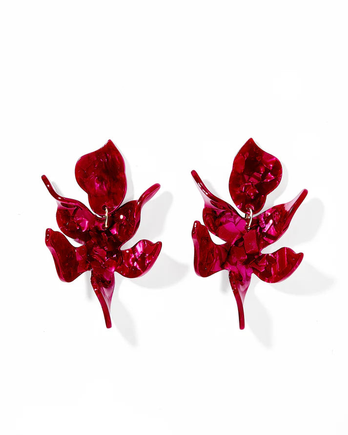 Flora Earrings - Pinot Noir