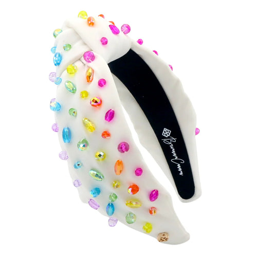 White Headband with Rainbow Beads