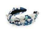 Blue and White Floral Headband with Pearls and Turquoise Accents