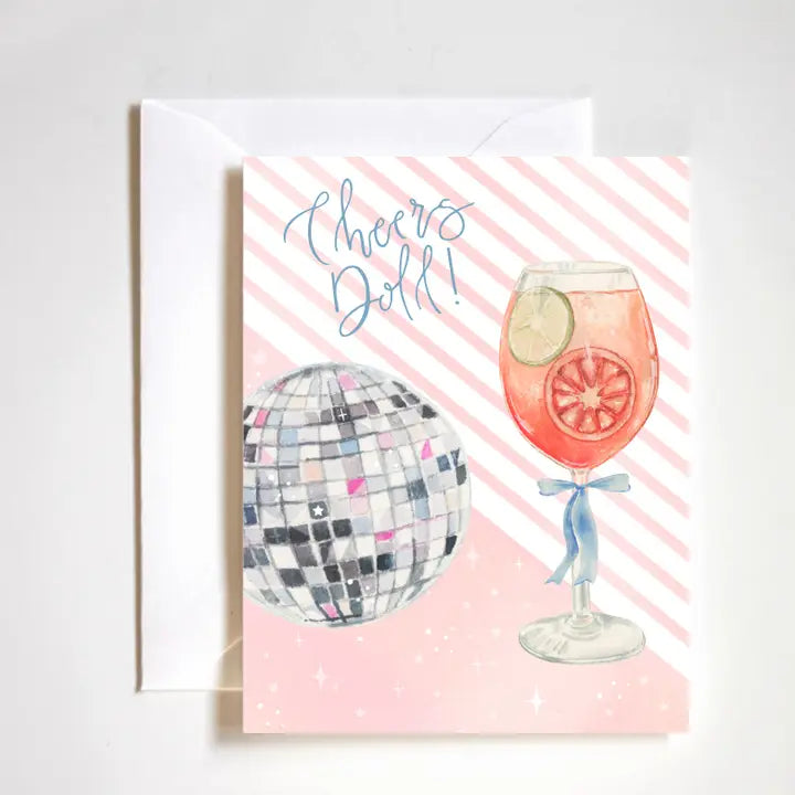 Cheers Doll Aperol Spritz Disco Ball Celebration Card