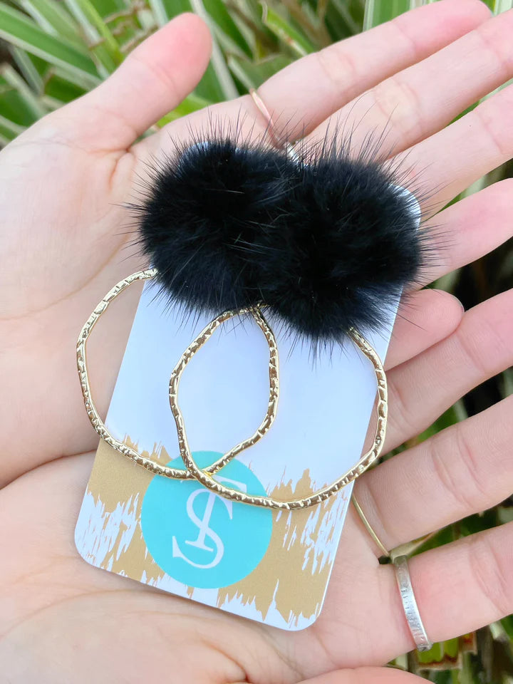 Puff Top Hoops - Black
