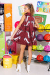 Maroon & Grey Fringe Boot Dress