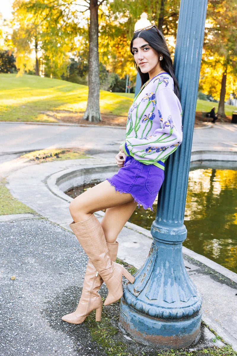 Lavender Pearl Iris Cardigan