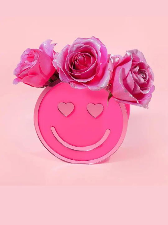 Hot Pink Heart Eye Happy Vase