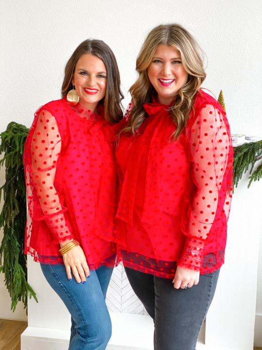 Poinsettia Pop Bow Top