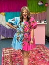 Pink & Blue Colorblock Otomi Dress