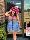 Plaid Sleeveless Sequin Tier Dress