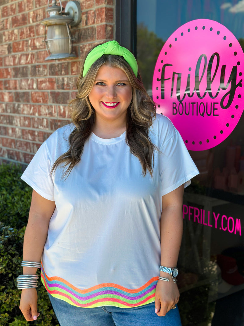 White Neon Wavy Tee