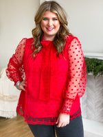 Poinsettia Pop Bow Top