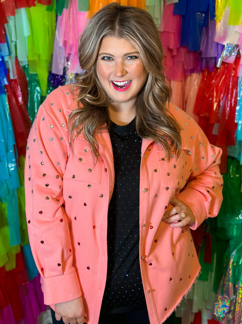 Pink Jewel Heart Shacket
